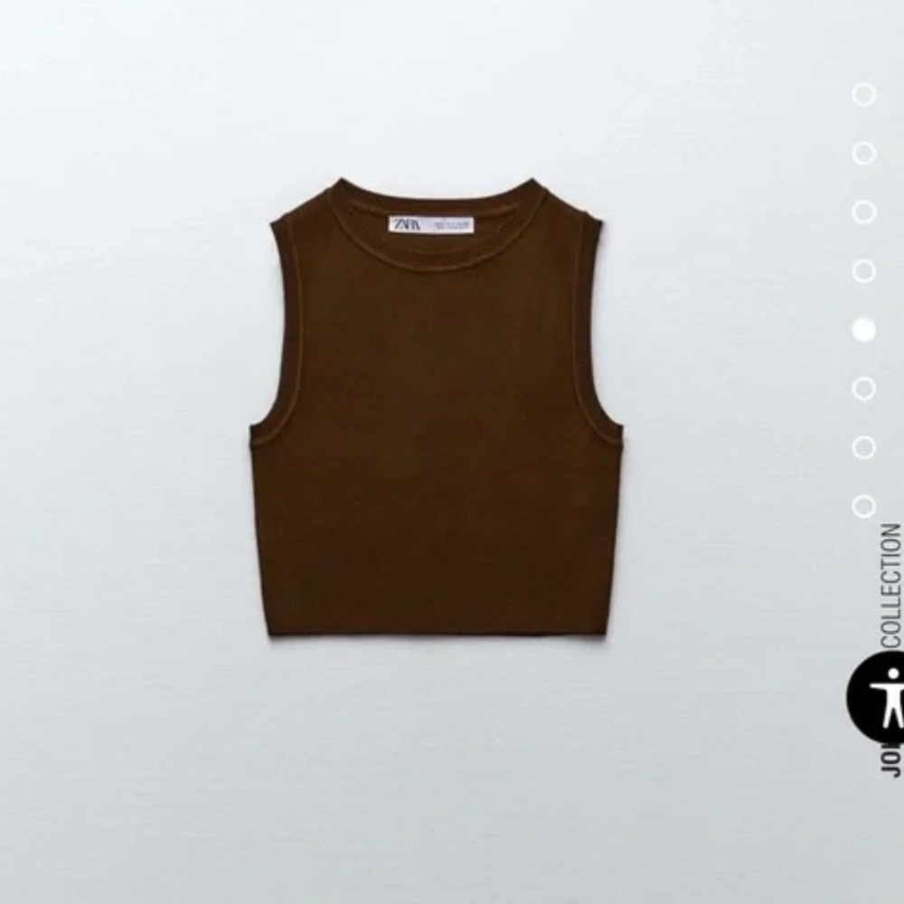 ZARA - Cropped Knit Tank - Brown - Size S
